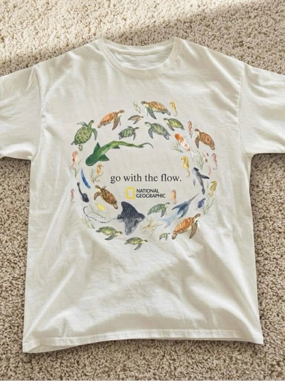 Vintage National Geographic 'Go With The Flow' White Tee